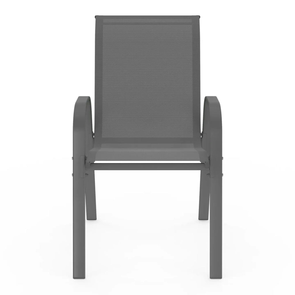 IDMarket - Set di 6 sedie impilabili in metallo e textilene grigio, nero, blu LYMA