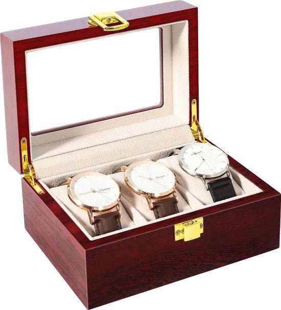 Organizzatore per orologi e gioielli in legno con 3 ripiani unisex