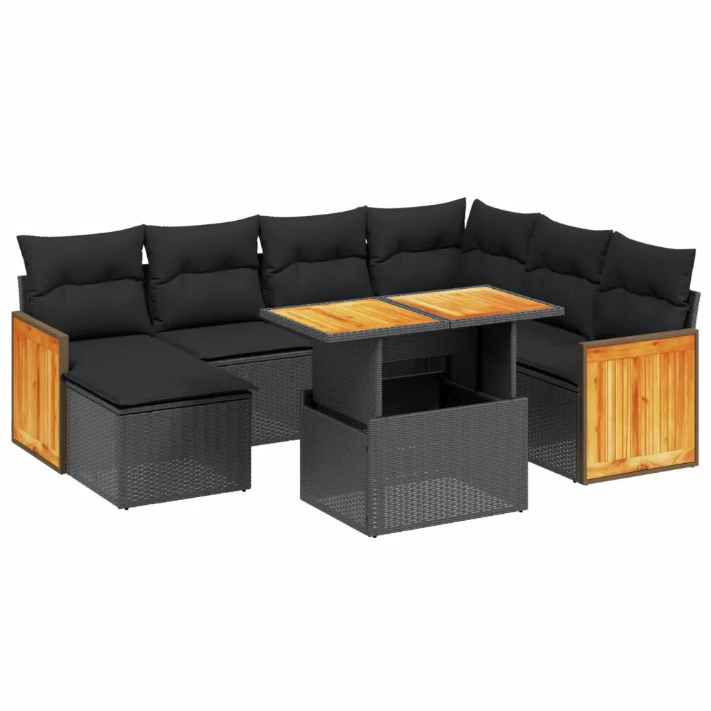 Set Divani da Giardino con Cuscini 8 pz Nero in Polyrattan 3274072