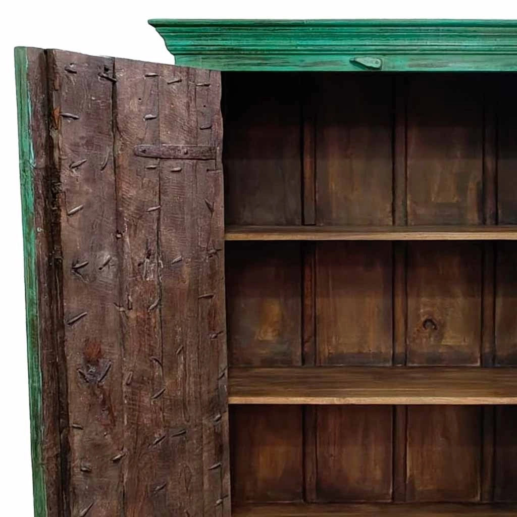 Armadio in legno con finitura artigianale marrone, 120x46x170h cm