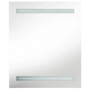 Armadietto Bagno con Specchio e LED Grigio Cemento 50x14x60 cm 326479