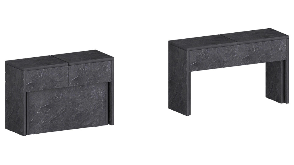 Set 2 Panche Allungabili 66/290x25x45 cm Pratika Singola A e B Grigio Ardesia