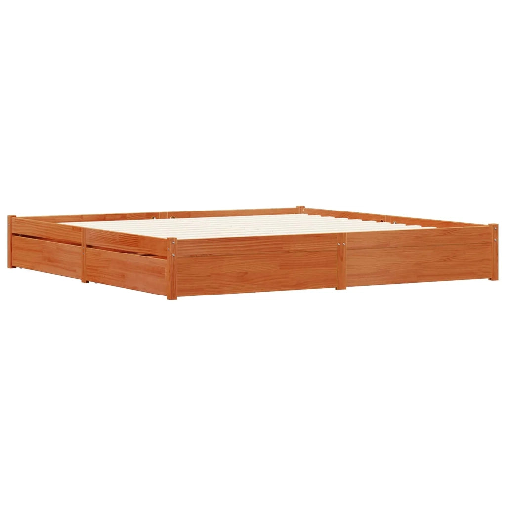 Struttura del letto con cassetto Marrone cerato 200 x 200 cm
