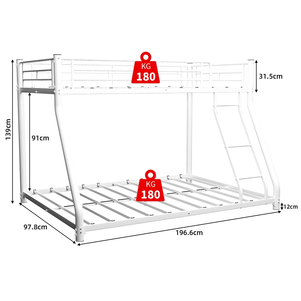Letto metallico Twin Over Full - Xylo - con scala e parapetti, antiscivolo