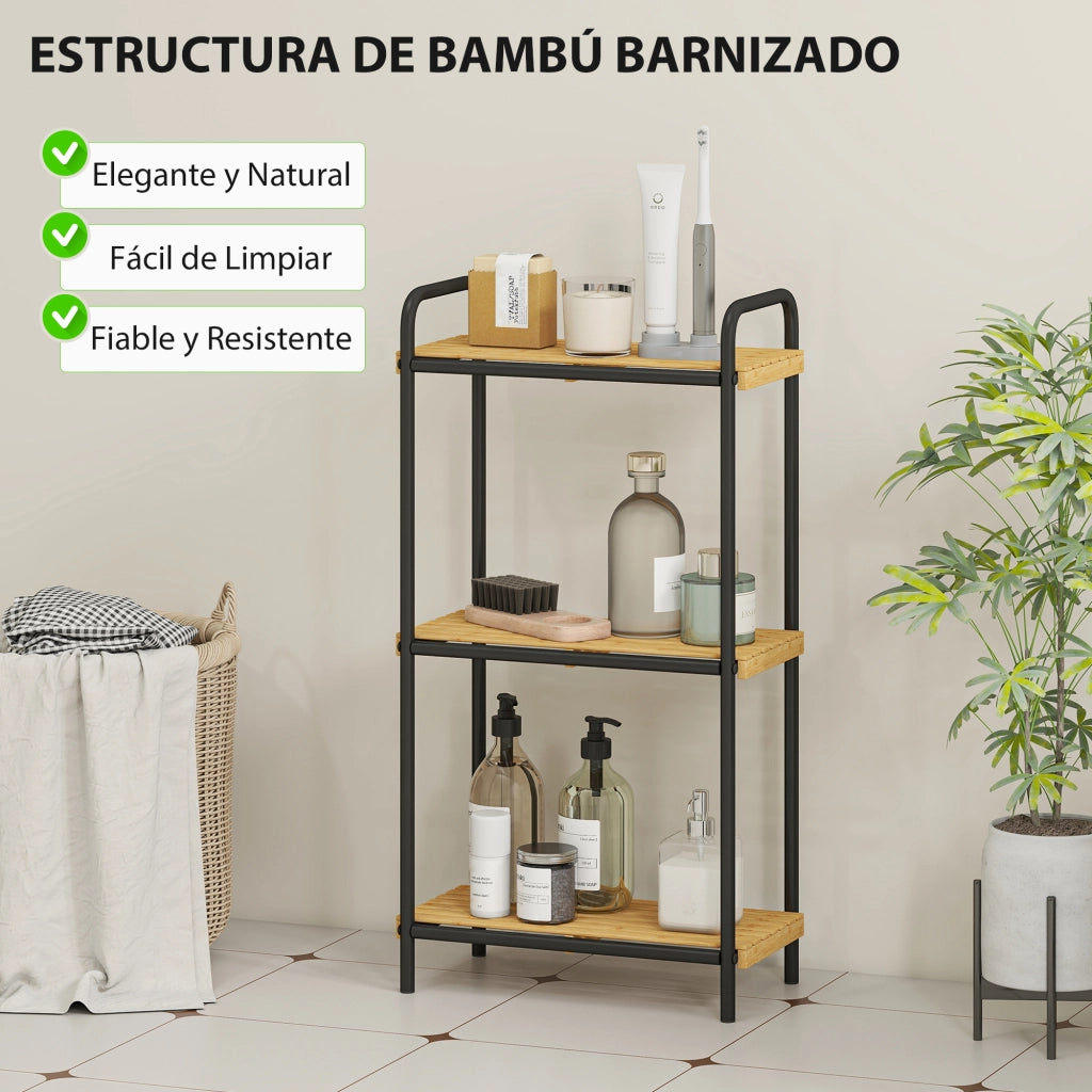 Ripiano Bagno Bamb¨´ 3 Ripiani Aperto ¨C zephmum ¨C 41.5x21.5x77.5 cm