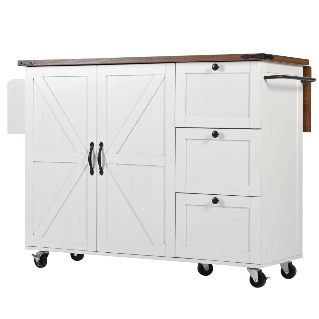 Isola Cucina con Piano Estraibile e 2 Ante 3 Cassetti ¨C MINIMAL ¨C Legno