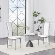Set di 2 sedie da pranzo ergonomiche in metallo e PU bianco e argento