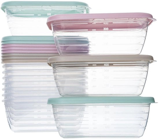 Confezione da 12 contenitori alimentari in plastica 500ml, BPA-free, magnetron-resistente, lavastoviglie-resistente, congelatore-resistente, contenitore con coperchio, contenitore riutilizzabile