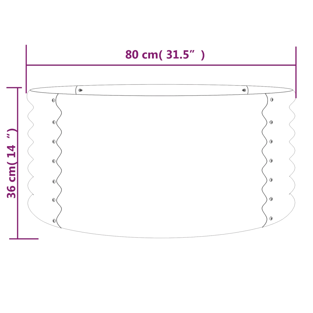 Vaso Giardino Acciaio Zincato 80x80x36 cm Marrone 318855