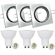 Set 3 faretti LED incasso quadrati nichel GU10 Polux