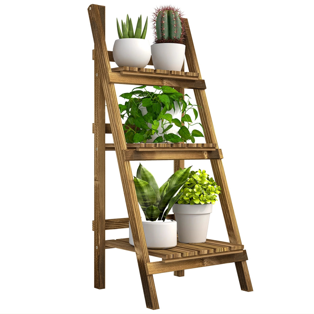 Libreria per Piante 3 Livelli Pieghevole ¨C zephmum ¨C Legno Naturale 40x37x93 cm
