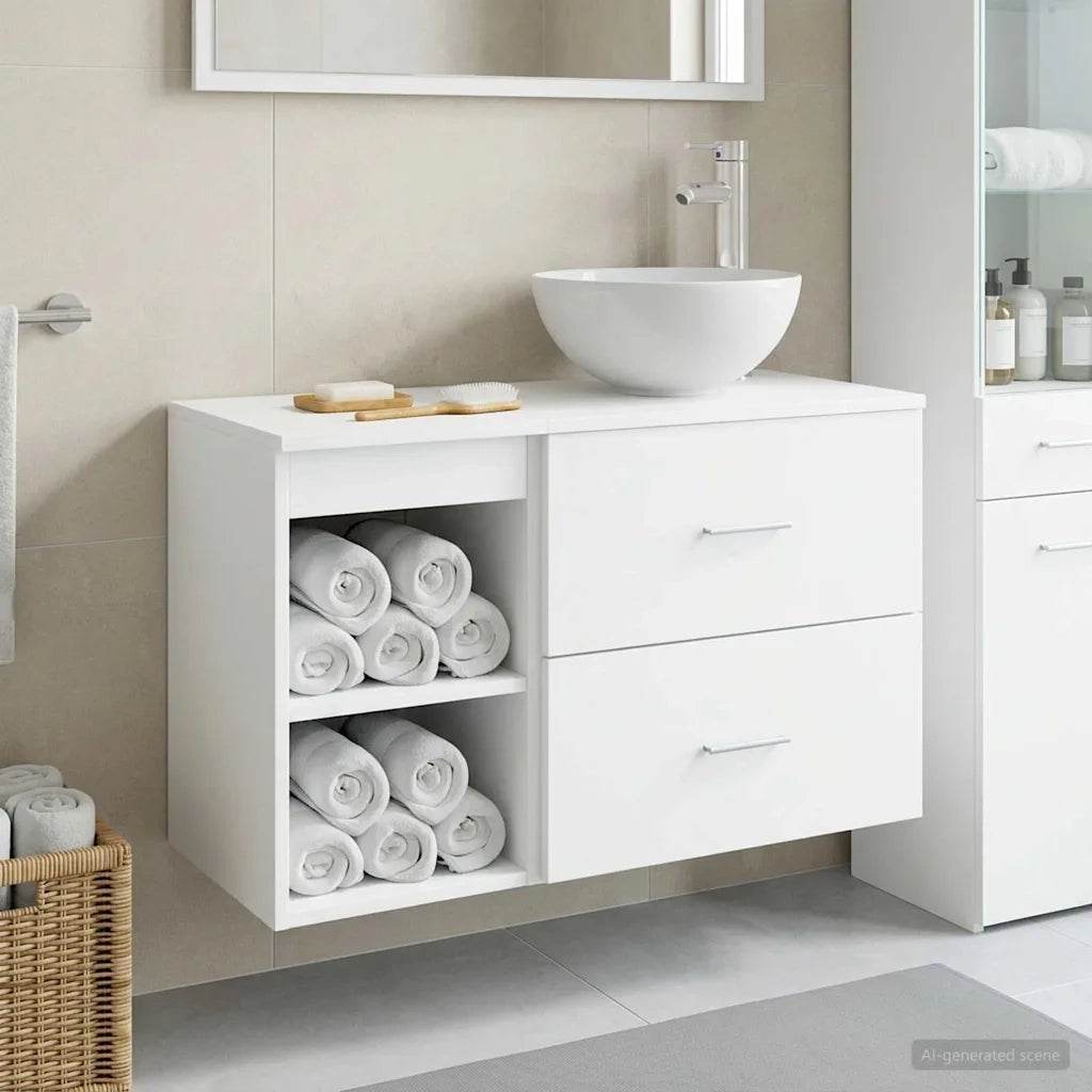 Set di mobili per il bagno 2 pcs Bianco Legno ingegnerizzato 3403872