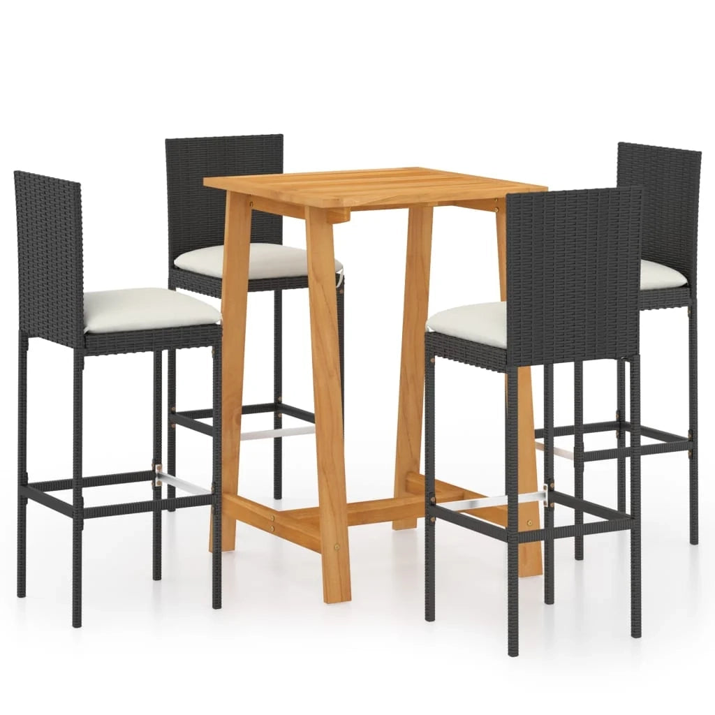 Set da bar da giardino con cuscini 5 pz nero 02_0013464