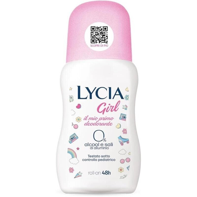 LYCIA DEODORANTE ROLL ON GIRL PER BAMBINE E RAGAZZE DERMATOLOGICAMENTE TESTATO SOTTO CONTROLLO PEDIATRICO 50 ML