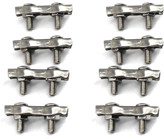 Fermo cavo a doppia clip M5 - 8 pezzi - Acciaio inossidabile 304 - Antiruggine - Fermo cavo di sicurezza - Clip cavo