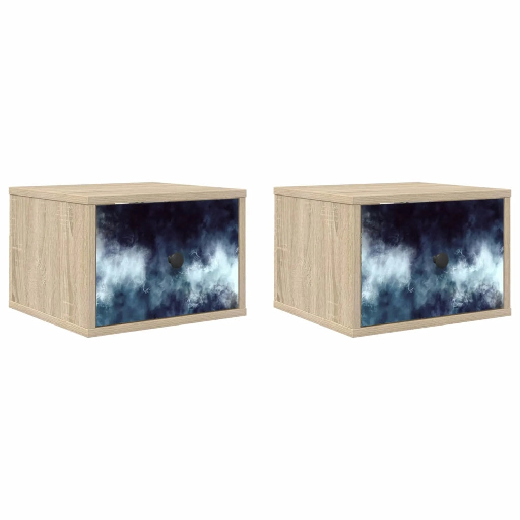 Mobiletto da comodino a parete RAALTE 2 pz Rovere Sonoma 8007442