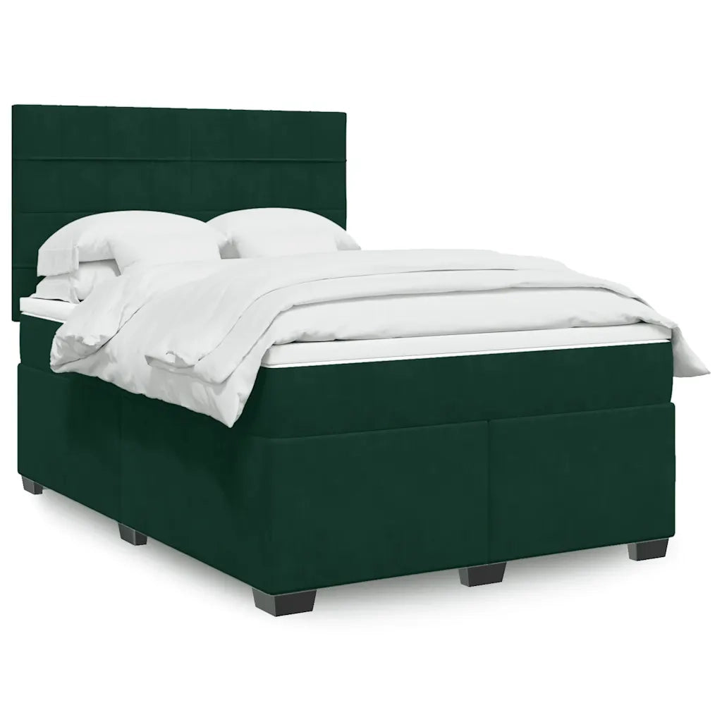 Giroletto a Molle con Materasso Verde Scuro 160x200 cm Velluto 3293257