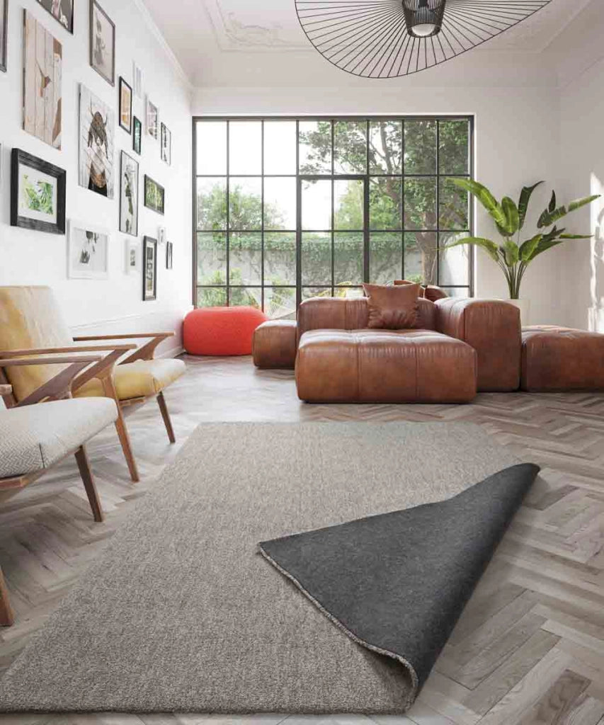 Tappeto FEEL GRIGIO MELANGE cm.80x150 tinta unita moderno, pelo morbido resistente e lavabile in lavatrice