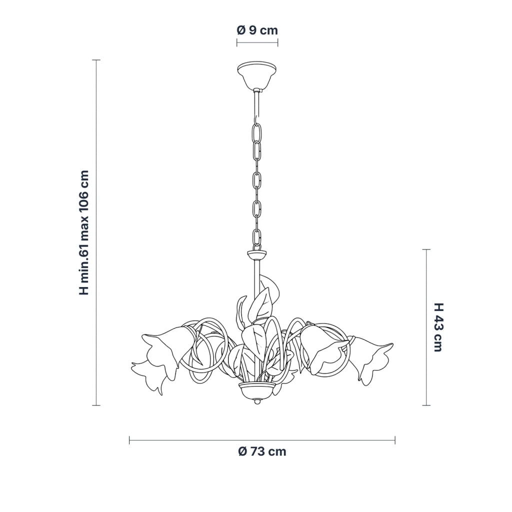 Lampadario Arte Povera Limone 5 Luci Marrone e Bianco LuceArt Classic