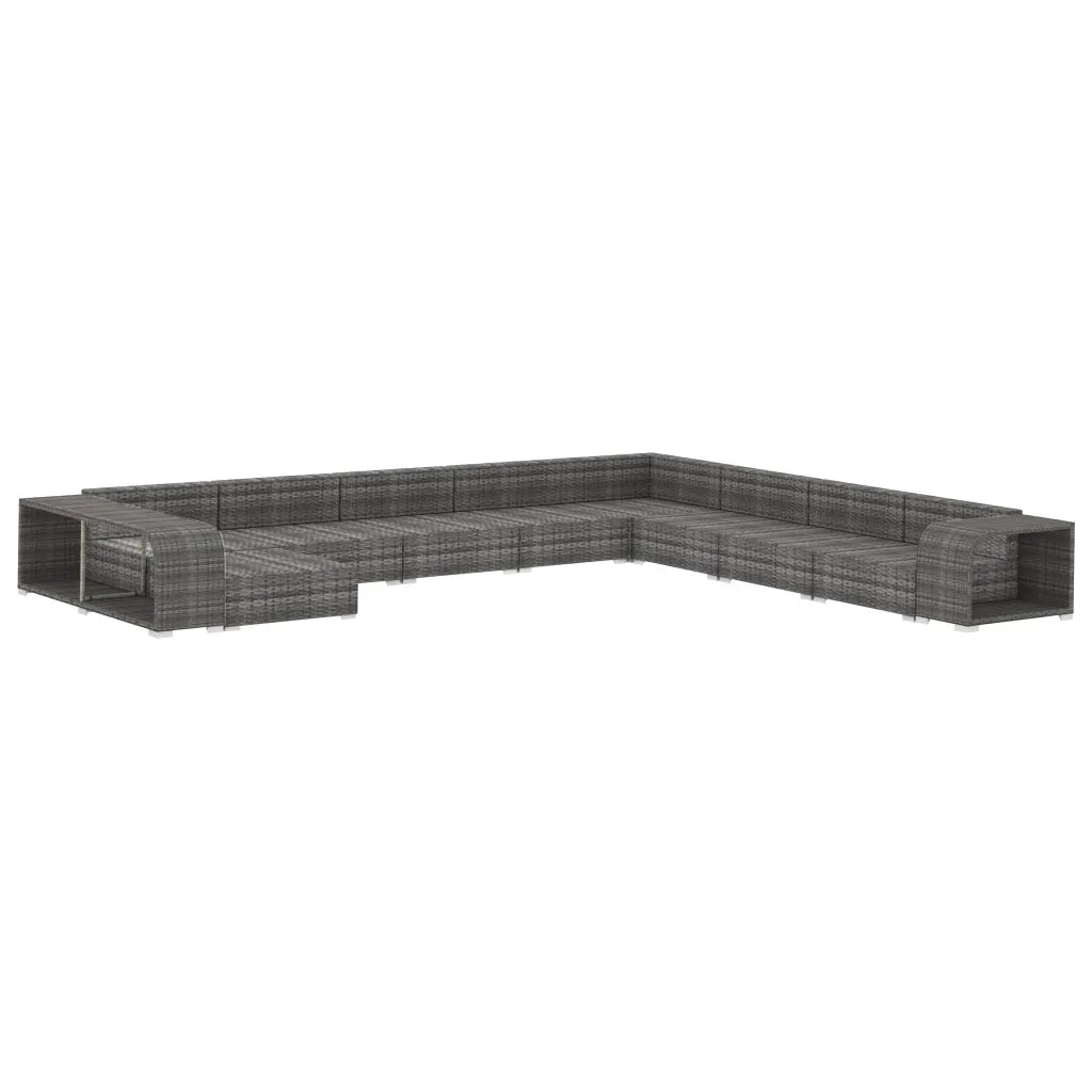 Set Divani da Giardino 11 pz con Cuscini in Polyrattan Grigio 48321