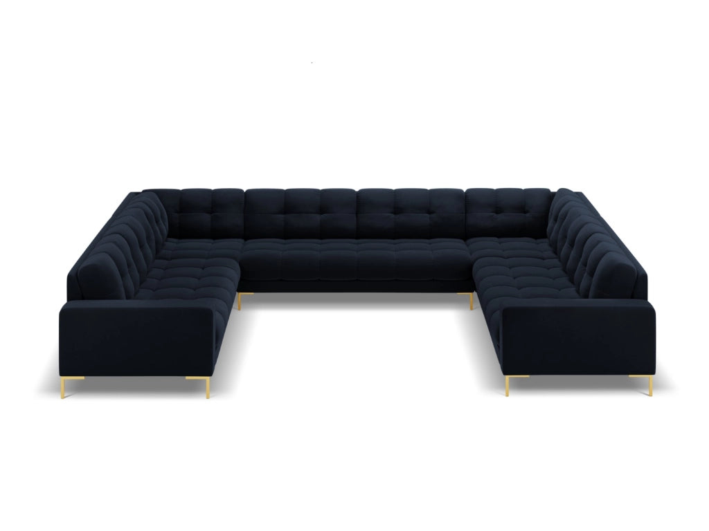 Cosmopolitan Design - Divano panoramico "Bali" 9 posti in velluto blu scuro 