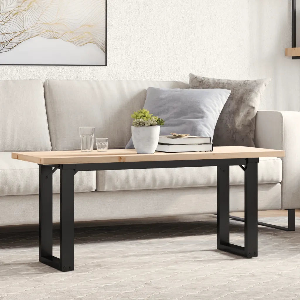 Tavolino salotto | Tavolino da caff¨¨ | Tavolino da Soggiorno Telaio a O 110x40x45,5 cm Legno Pino e Acciaio