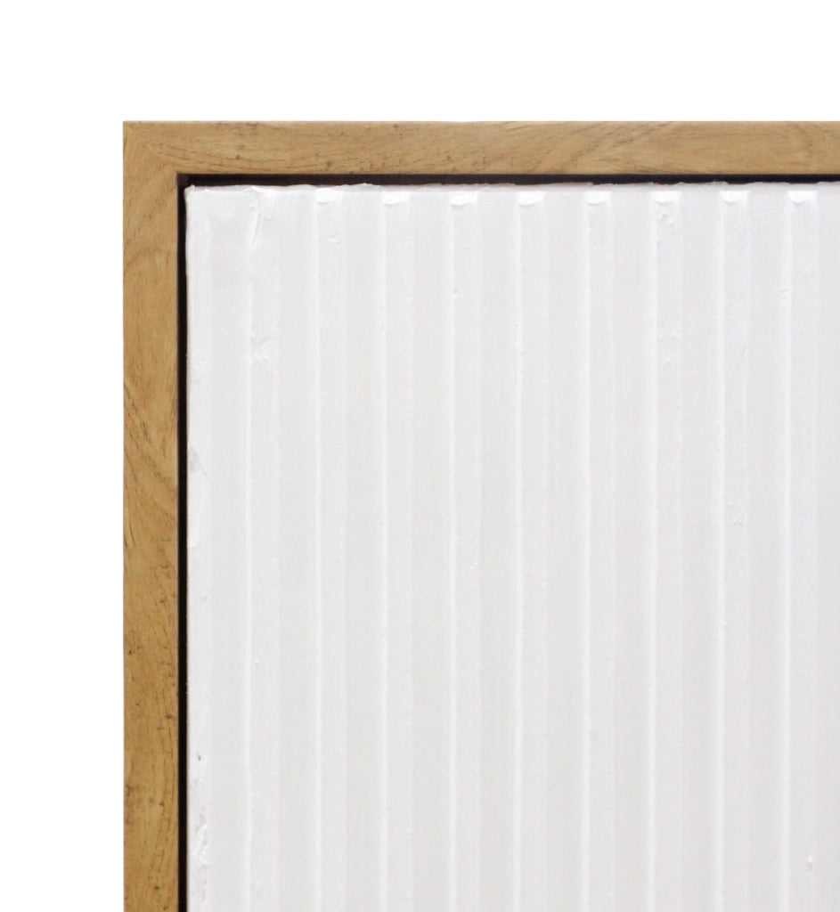 Quadro Hispanohogar in poliestere 3D con texture dipinto a mano bianco 92x62x4