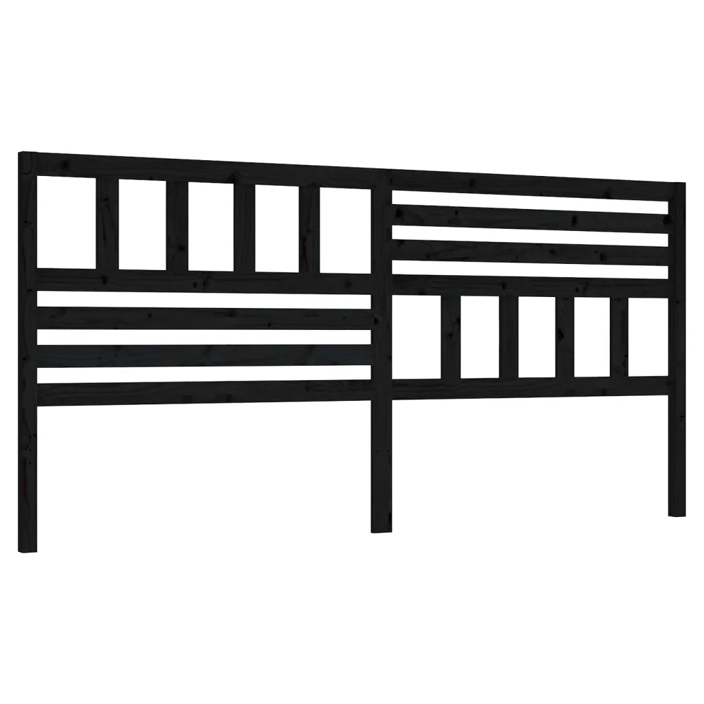 Testiera | Testata per Letto Nera 206x4x100 cm in Legno Massello di Pino