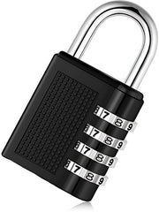 Serratura per esterni con combinazione a 4 cifre, serratura per esterni, combinata, resistentente alle intemperie, per cancelli e porte di garage (nero)