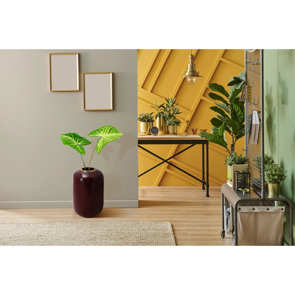 Vaso Art Deco in metallo bordeaux e oro