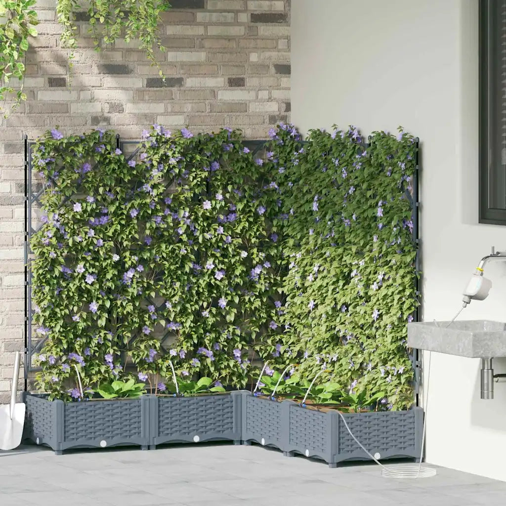 Vaso da giardino 5 pcs Grigio Chiaro Plastica 42002901