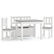 Set Tavolo e Sedie per Bambini 4 Pezzi Bianco e Grigio in MDF CFW5931682