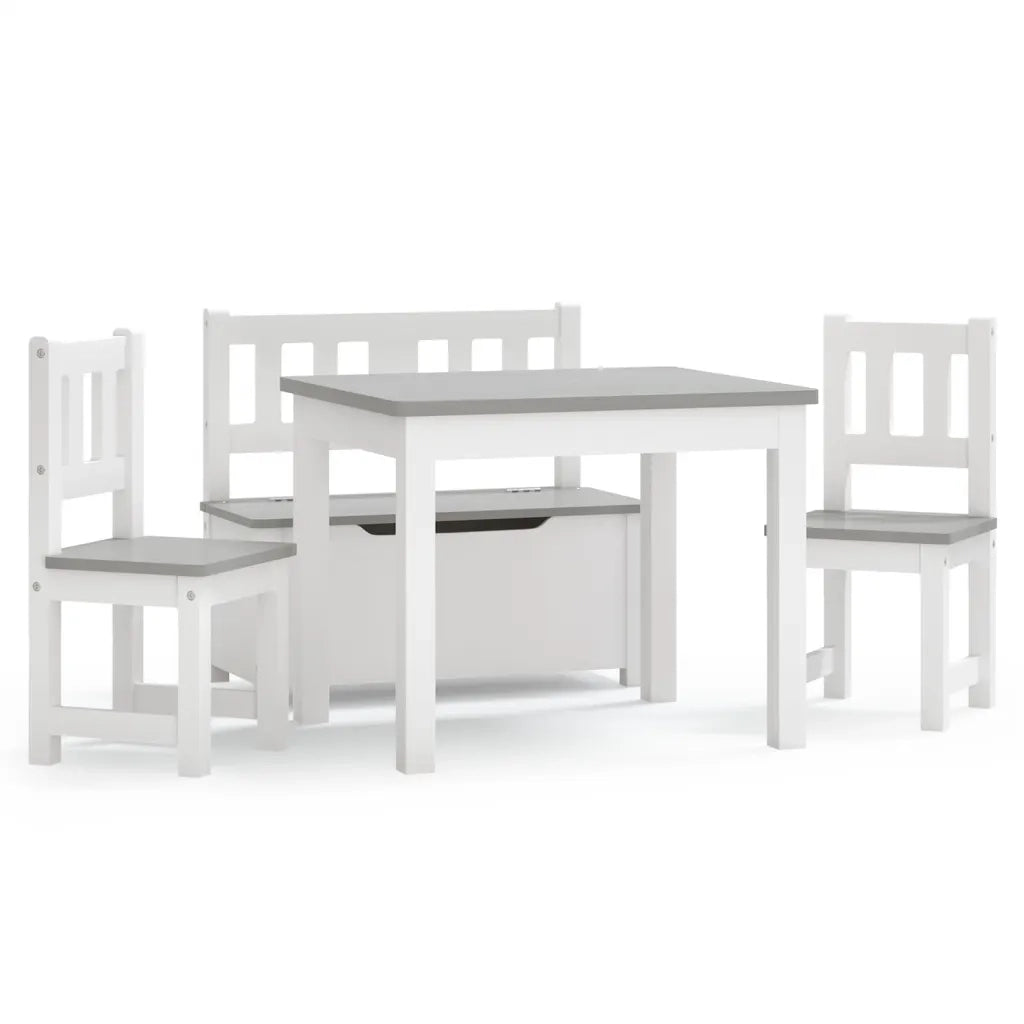 Set Tavolo e Sedie per Bambini 4 Pezzi Bianco e Grigio in MDF CFW5931682