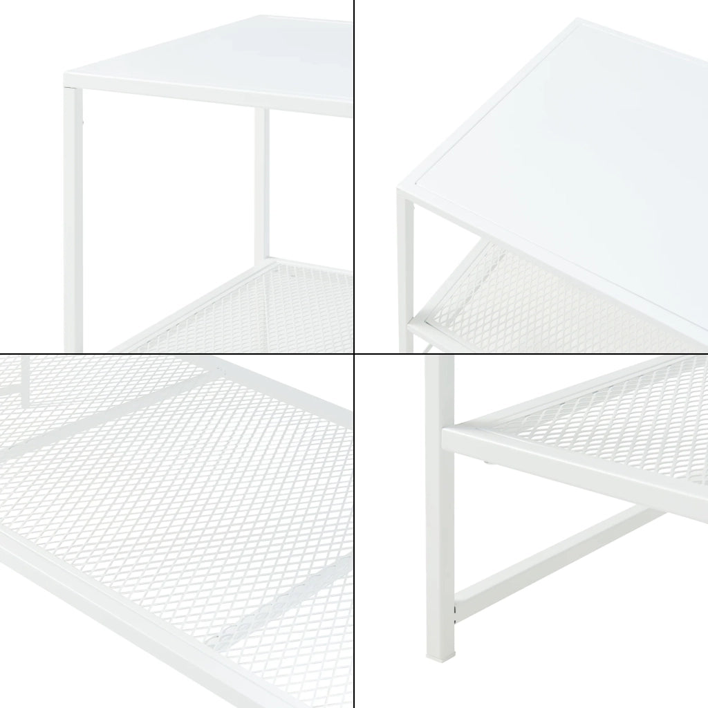 Tavolino/consolle con ripiano in acciaio 102 x 43 x 46 cm bianco opaco 03_0010782