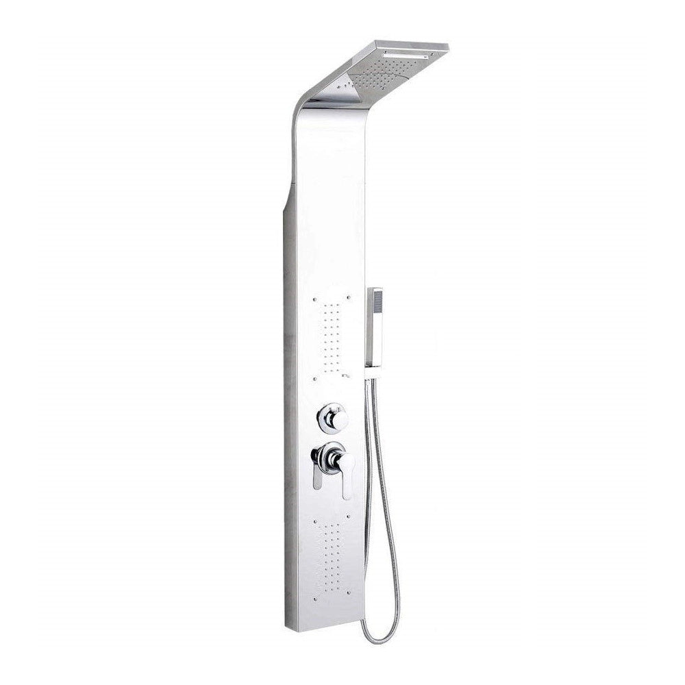Trade Shop - Sistema Pannello Doccia Curvo  69211 Acciaio Specchio Doccetta 22x48x152cm -