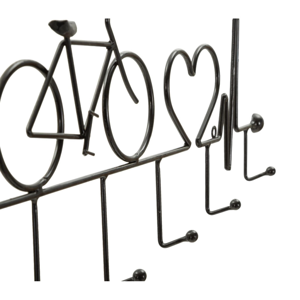 Appendiabiti da muro design Bicicletta in metallo nero