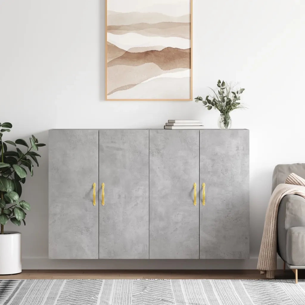Armadietto a Muro | Mobili a Parete 2 pz Grigio Cemento 69,5x34x90 cm