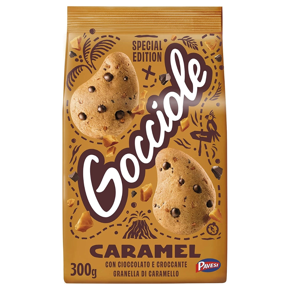 Gocciole caramel biscotti al caramello e cioccolato pavesi confezione da 300 gr