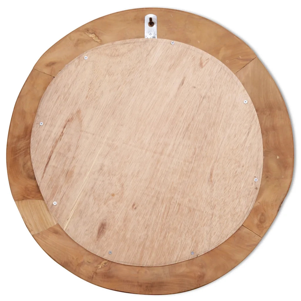 Specchio Decorativo in Legno di Teak 60 cm Rotondo