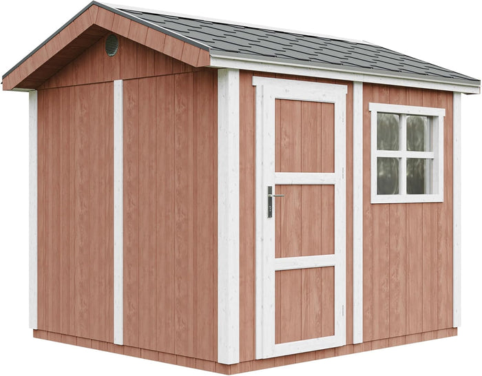 Casetta da giardino di qualit? premium 5,9 m² - H252x250x294 cm - Timbela M913-REDWOOD RED