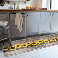 Tappeto Cucina Pvc Antimacchia 51x80 cm Parquet Girasoli Passatoia Antiscivolo Antisfilo Lavabile