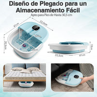 Pediluvio Massaggiatore Piedi Elettrico, Idromassaggiatore Plantare Pieghevole con Riscaldamento e Telecomando, 3 Temperature Regolabili (blu)