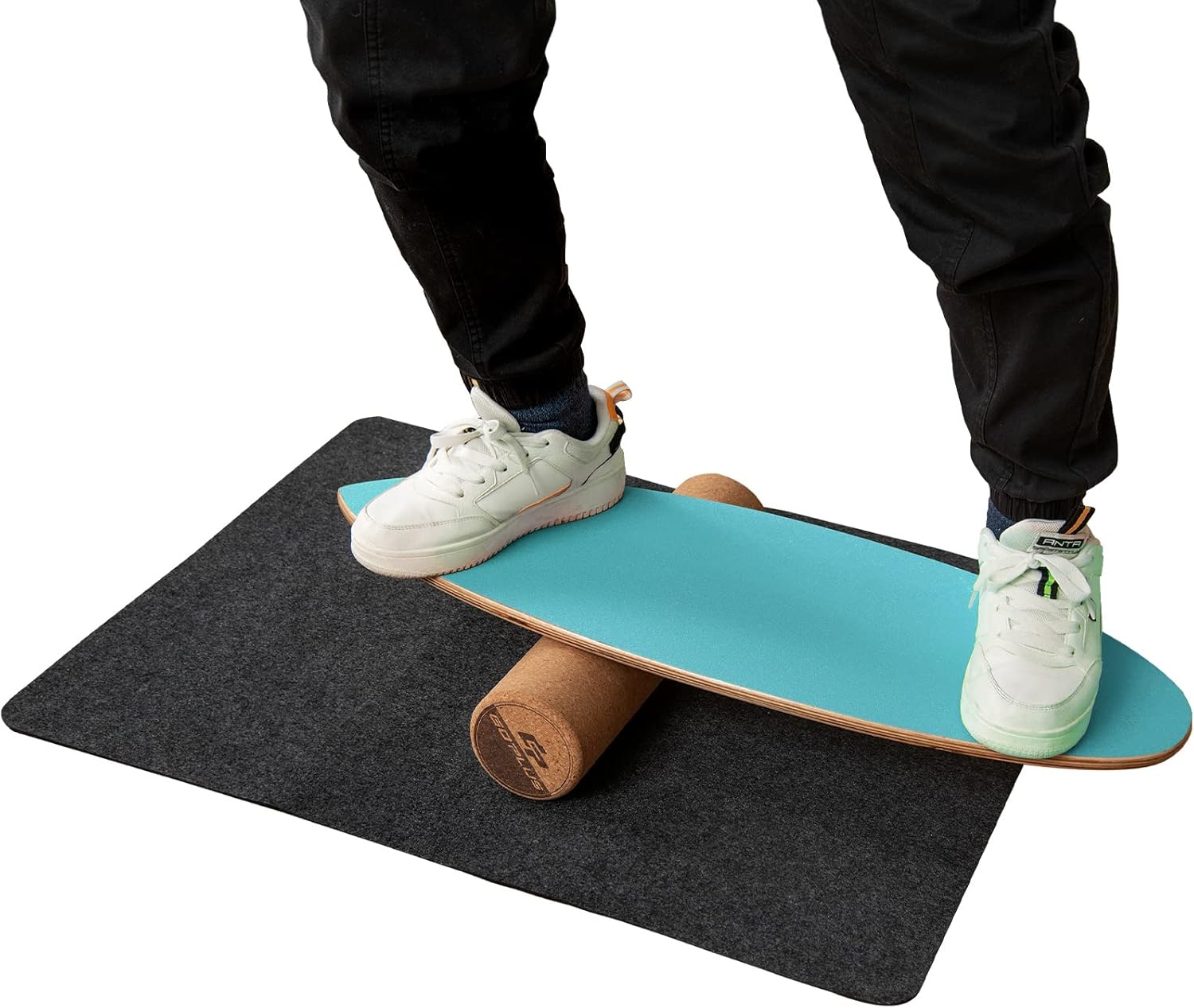 Balance Board in Legno, Tavola di Equilibrio con Rullo e Tappetino per Allenamento Skateboard Hockey Snowboard Surfing, per Esercizi Equilibrio e Tonificazione Core, Portata 227 kg (Blu)