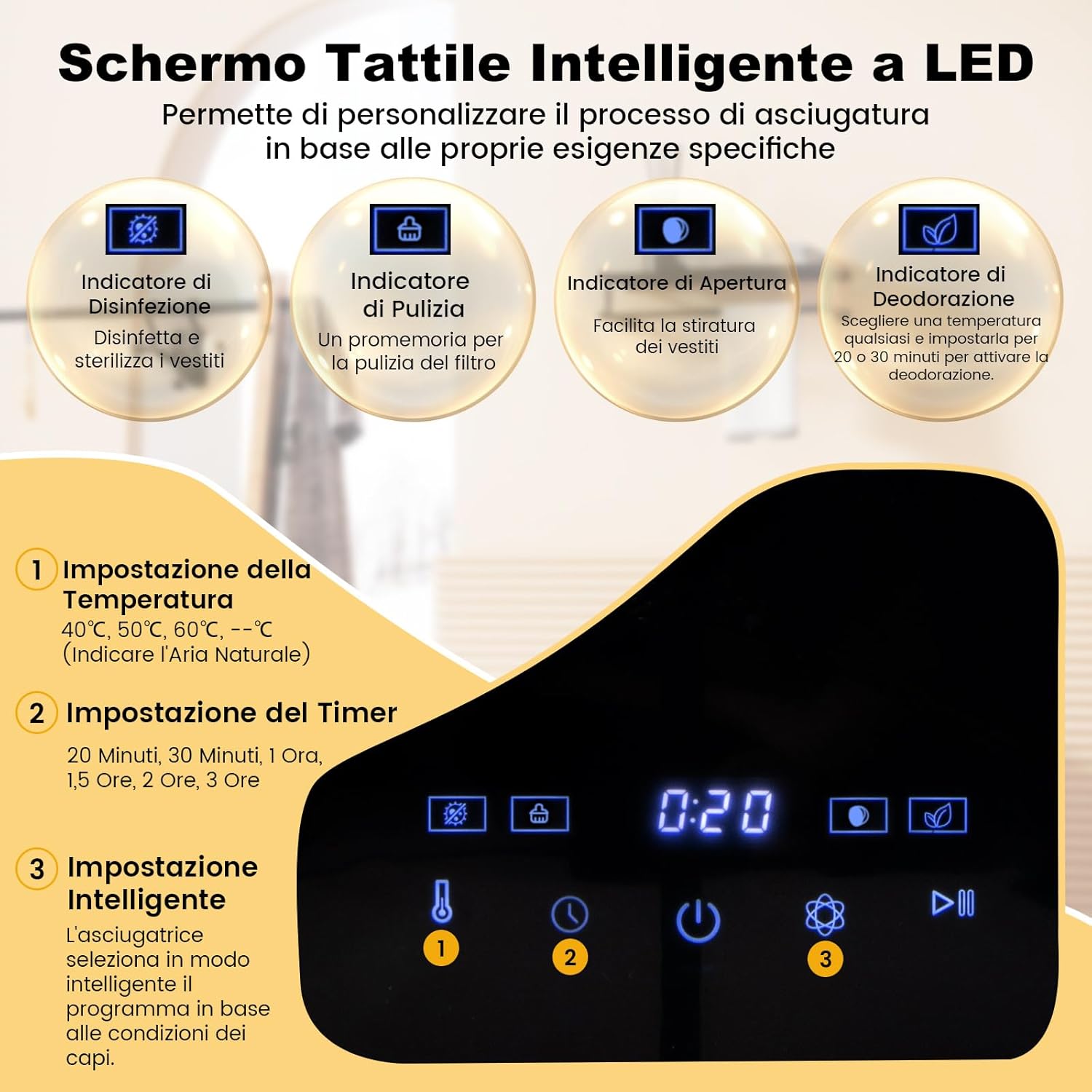 800W Asciugatrice Portatile, Asciugatrice Compatta con Cestello in Acciaio Inox 5kg, panello a LED e Asciugatura Intelligente, Ideale per Casa Appartamento, 48x40x56 cm [Classe di efficienza energetica C]