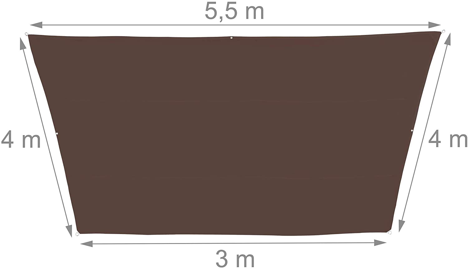 Vela ombreggiante a trapezio 3 x 5,5 x 4 m marrone 13_0002936_2