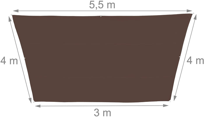 Vela ombreggiante a trapezio 3 x 5,5 x 4 m marrone 13_0002936_2