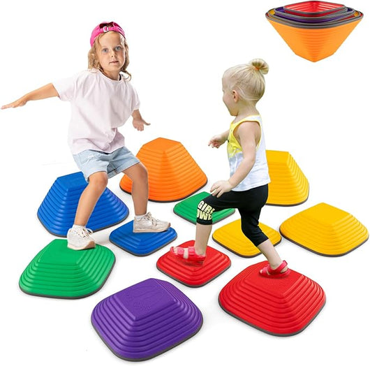 Pietre di Bilanciamento per Bambini 3+ Anni, Pietre Impilabili Antiscivolo da Interno/Esterno, Stepping Stones per Promuove la Coordinazione dell'Equilibrio e la Forza