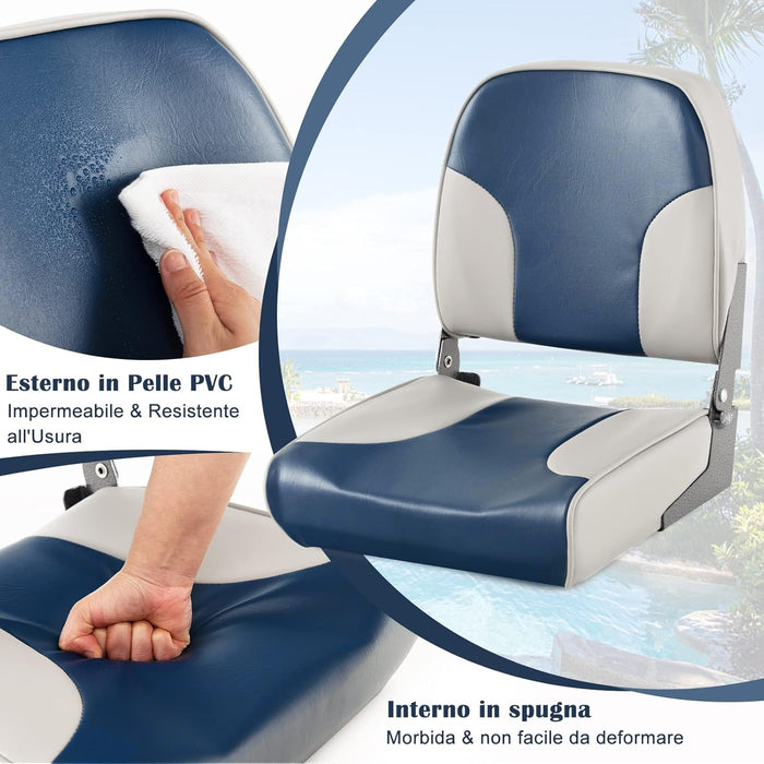 Sedie per Barca, con Schienale Basso, Sedile del timoniere con Tessuto Impermeabile, Imbottitura in Spugna e Cerniere in Alluminio, Adatto alla Maggior Parte delle Basi (Modello 3)