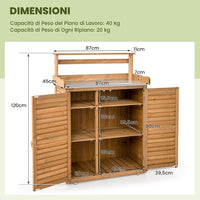 Armadio da Esterno in Legno, Casetta da Esterno con Ante, Ripiani e Serrature, Armadietto Versatile da Giardino, Balcone e Cortile (87 x 45 x 120 cm)