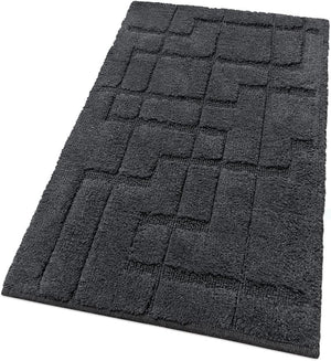 Tappeto Bagno Puro Cotone Morbido 3D Camera Sendiletto Elegante Lavabile Antracite 55x90 cm